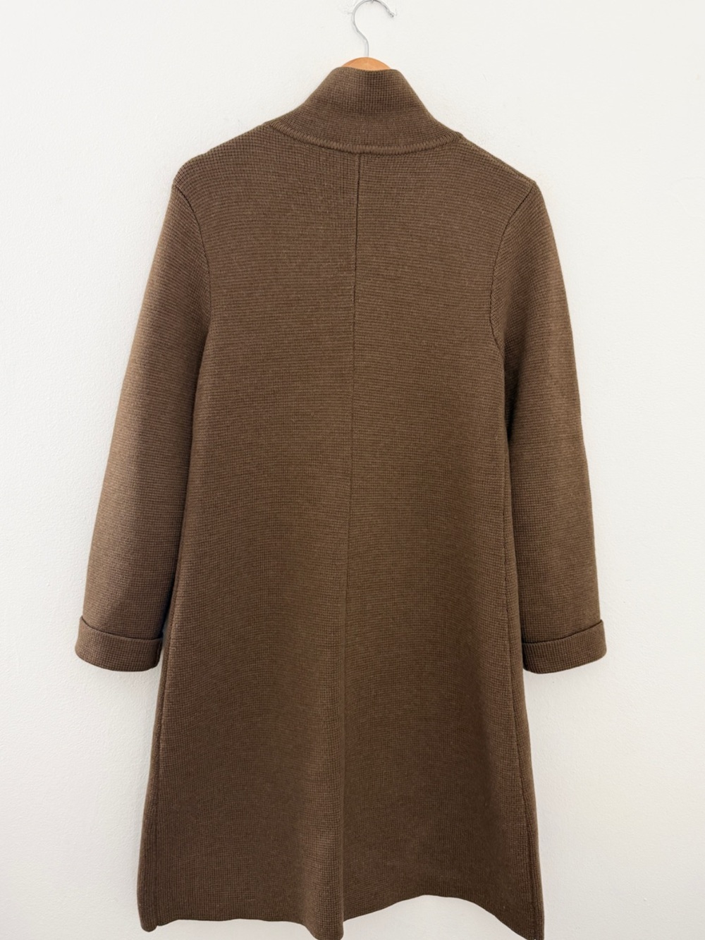 Eileen Fisher Knit Long Coat Cardigan Merino Wool Medium Brown Lagenlook Office - Picture 9 of 13